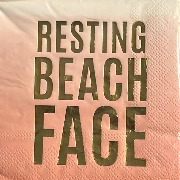 “resting beach face” gold on turquoise ceramic 14oz mug-NWT - Picture 8 of 8